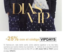 25% descuento en todo desde compras +100€ (clientes seleccionados)