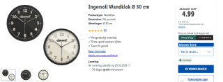 Ingersoll Quarzklok Ø 30 cm voor €4,99 in de Lidl webshop
