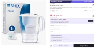 BRITA Aluna Jarra Filtradora de Agua de 2,4 L + 1 filtro por 8,26€