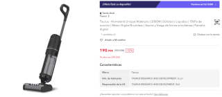Aspiradora Taurus Homeland Unique Waterpro por 190,99€ (cuenta nueva por 178,99€)
