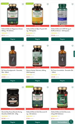 Tot 60 %korting op Hoogwaardige producten van Holland & Barrett en De Tuinen bij Holland and Barrett