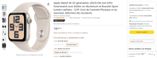 Montre connectée Apple Watch SE 2 - Plusieurs coloris - 40mm, S/M à 191,58€