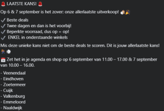 Allerlaatste uitverkoop bij Bristol op 6 & 7 september