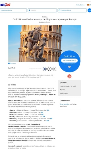 Vuelos a menos de 3 horas por Europa desde 25€ ida/vuelta.