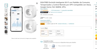 Pack x2 Enchufe Inteligente EIGHTREE con Medidor de Consumo por 14.99€