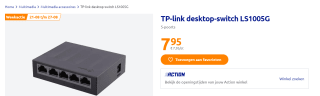 TP-Link LS1005G netwerk switch voor €7,95 bij de Action