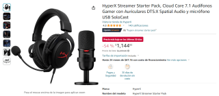 Audífonos HyperX Streamer Starter Pack por $1,145 en Amazon