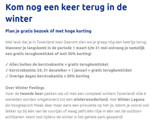 Kortingscode aanvragen voor gratis 2e bezoek aan Toverland Winter