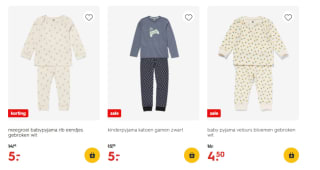 Diverse kinder/baby pyjama's vanaf €3 bij de Hema