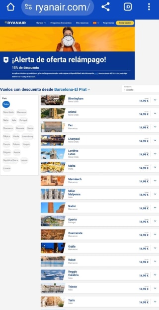 -15% de Descuento con Ryanair.