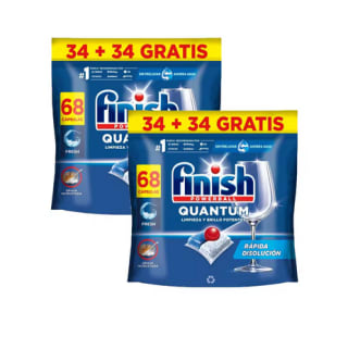 136 Pastillas Finish Powerball Quantum para Lavavajillas 2x68 lavados por 19,65€