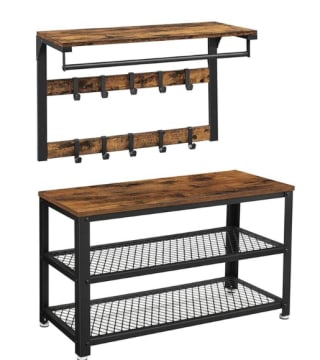 VASAGLE vintage wandkapstok met bankje met schoenenrek voor €55,99 dmv code bij Songmics