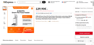 Distributeur de Croquettes Xiaomi Smart Pet Food Feeder à 129,90€