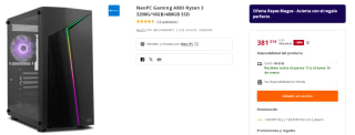 Ordenador NeoPC Gaming AMD Ryzen 3 3200G/16GB/480GB SSD por 381.31€