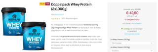 Doppelpack Whey Protein (2x1000g) voor €43,90 bij Bodylab