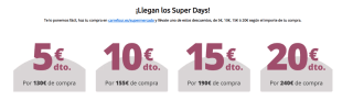 Super Days hasta 20€ descuento en tus compras en Carrefour