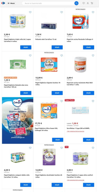 3×2 y más Ofertas en papel higiénico y papel de cocina.