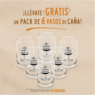 Regalo 6 copas de caña cerveza por compras superior a 60€ en Bigcrafters