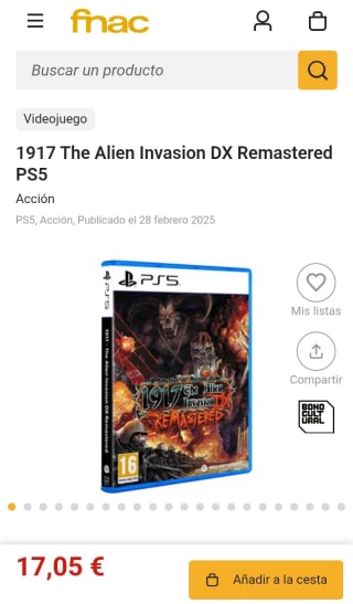 1917 The Alien Invasion DX Remastered PS5 por 17,05€(socios)