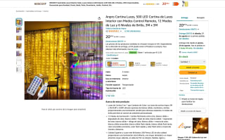 Cortina Anpro Luces 500 LED 12 modos control Remoto 6 Niveles de Brillo 3m por solo 12,59€