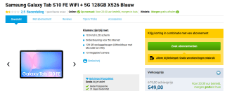 Samsung Galaxy Tab S10 FE, Wi-Fi + 5G, 8GB ram, 128GB opslag voor €549 bij belsimpel