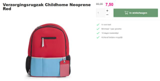 Verzorgingsrugzak Childhome Neoprene Red voor €7,50 bij Van Asten
