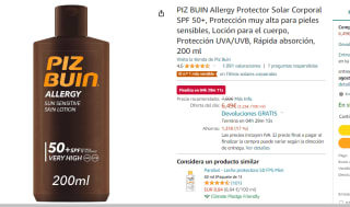 Protector solar PIZ BUIN Allergy SPF 50+ 200ml por 6.17€