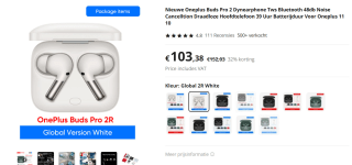 Oneplus Buds Pro 2 voor €103,38 bij Aliexpress