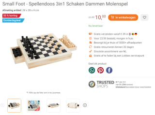 Small Foot - Spellendoos 3in1 Schaken Dammen Molenspel voor €10 bij Lobbes
