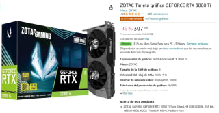 Zotac Gaming GeForce RTX 3060 Ti Twin Edge LHR NVIDIA 8 GB voor €307,10 bij Amazon
