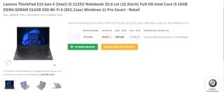 Lenovo ThinkPad E15 Gen 4 nu voor €1056,23 bij redshell