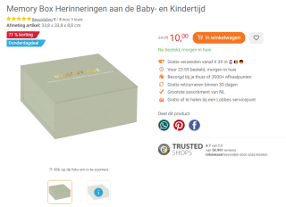 Memory Box Herinneringen aan de Baby- en Kindertijd voor €10 bij Lobbes