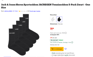 Jack & Jones sokken 5-pack voor €7,84 bij Bol