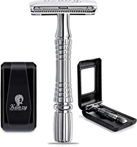 Kanzy Veiligheidsscheermes Gesloten Kam Metalen Scheermes Voor Mannen & Vrouwen Double Edge Safety Razor Kit Geschikt Voor Alle Double Edge Mesjes