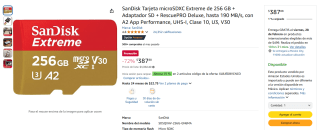 MicroSD SanDisk Extreme 256GB por $388 | Descuento Amazon