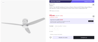 Taurus Polar 3B PURE Ventilador de Techo con LUZ LED 30 W por 93€ (cuenta nueva por 81€)