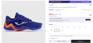 Zapatilla Pádel Hombre Joma Ace 2304 Royal Rojo Alta Competición por 42,41€ (30,41€ usuario nuevo)