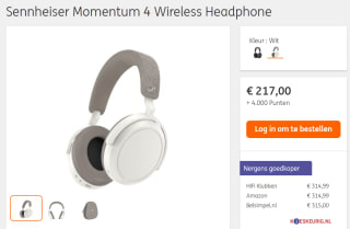 Sennheiser Momentum 4 Wireless Headphone voor €217 en 4000 ING punten