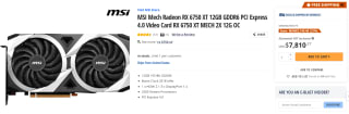 MSI Mech Radeon RX 6750 XT 12GB a $8,073 en NewEgg