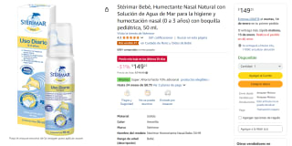 Stérimar Bebé Humectante Nasal Natural por $149 | Amazon