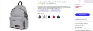 Sac à dos Eastpak Padded Pak'R Sunday Grey à 60€