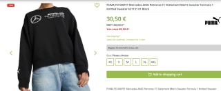 PUMA Mercedes-AMG Petronas F1 Statement sweater voor €30,50 bij Outlet46