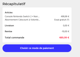 Nintendo Switch 2 Console Mario Kart: World Bundel voor €490 dmv code bij Cdiscount