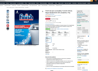 Finish Sal para Lavavajillas Función Antical Mayor Rendimiento del Lavaplatos 4 kg por solo 7,26€