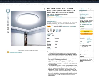 Lampara Techo LED 6500K Plafon Techo Downlight EASY EAGLE 18W 1800LM 22cm por 9,59€