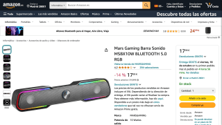 Mars Gaming Barra Sonido MSBX10W por 17,99€