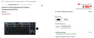 Logitech G915 X Lightspeed TKL Wireless Gaming Toetsenbord Zwart Qwerty voor €133,88 bij de Mediamarkt
