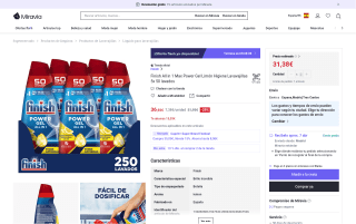 Finish All in 1 Max Power Gel Limón 5x50 lavados por 31,38€