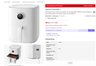 Freidora de aire Xiaomi Mi Smart Air Fryer por solo 40,83€ (Nuevos usuarios por 24,50€)