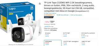TP-Link Tapo C320WS Rond IP-beveiligingscamera Binnen & buiten voor €39,49 bij Amazon